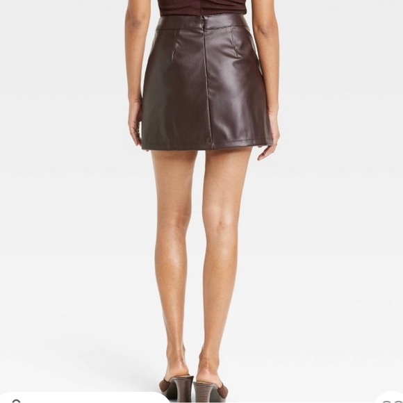 NWT A New Day Women's Mini Faux Leather Skirt Brown Size L - Picture 5 of 6